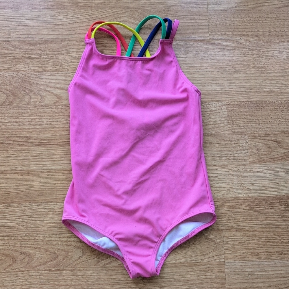 Mini Boden Pink Swimsuit with Colorful Straps